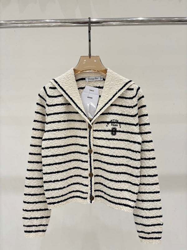 Early autumn jacquard striped soft and casual cardigan