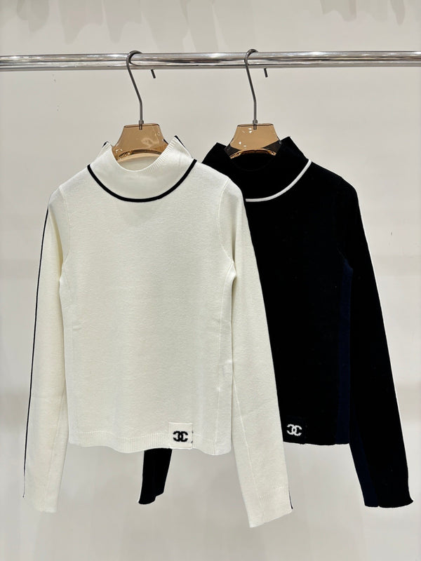 High neck, simple and casual long sleeve
