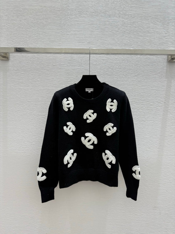 25FW New Letter Embroidered Crew Neck Sweater