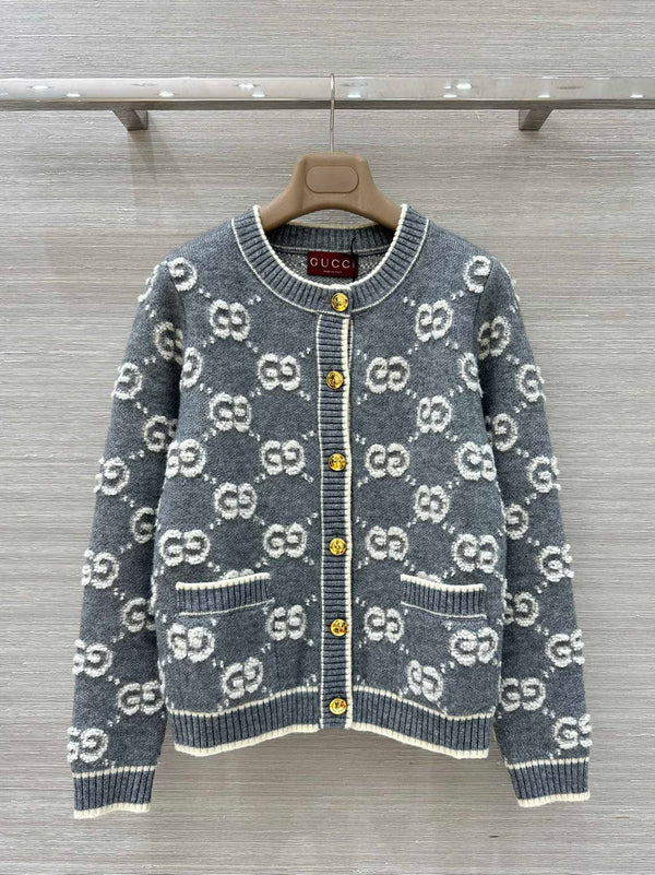 25FW New High-End Retro Round Neck Knit Cardigan