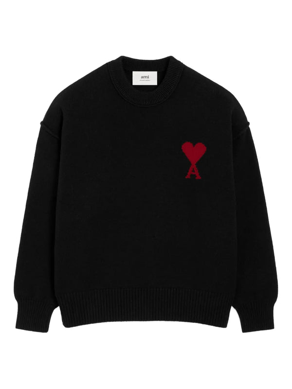 Heart embroidered crew neck sweatshirt