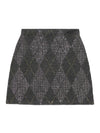 diamond-quilted knitted skirt