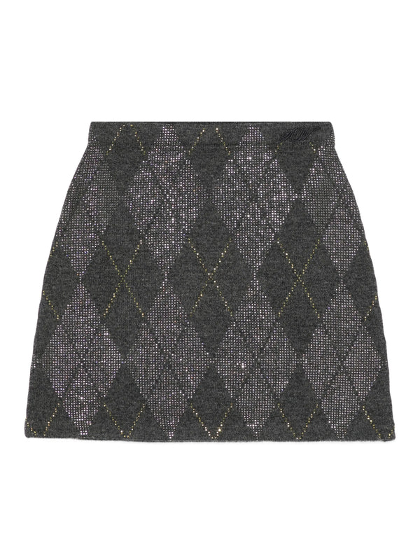 diamond-quilted knitted skirt