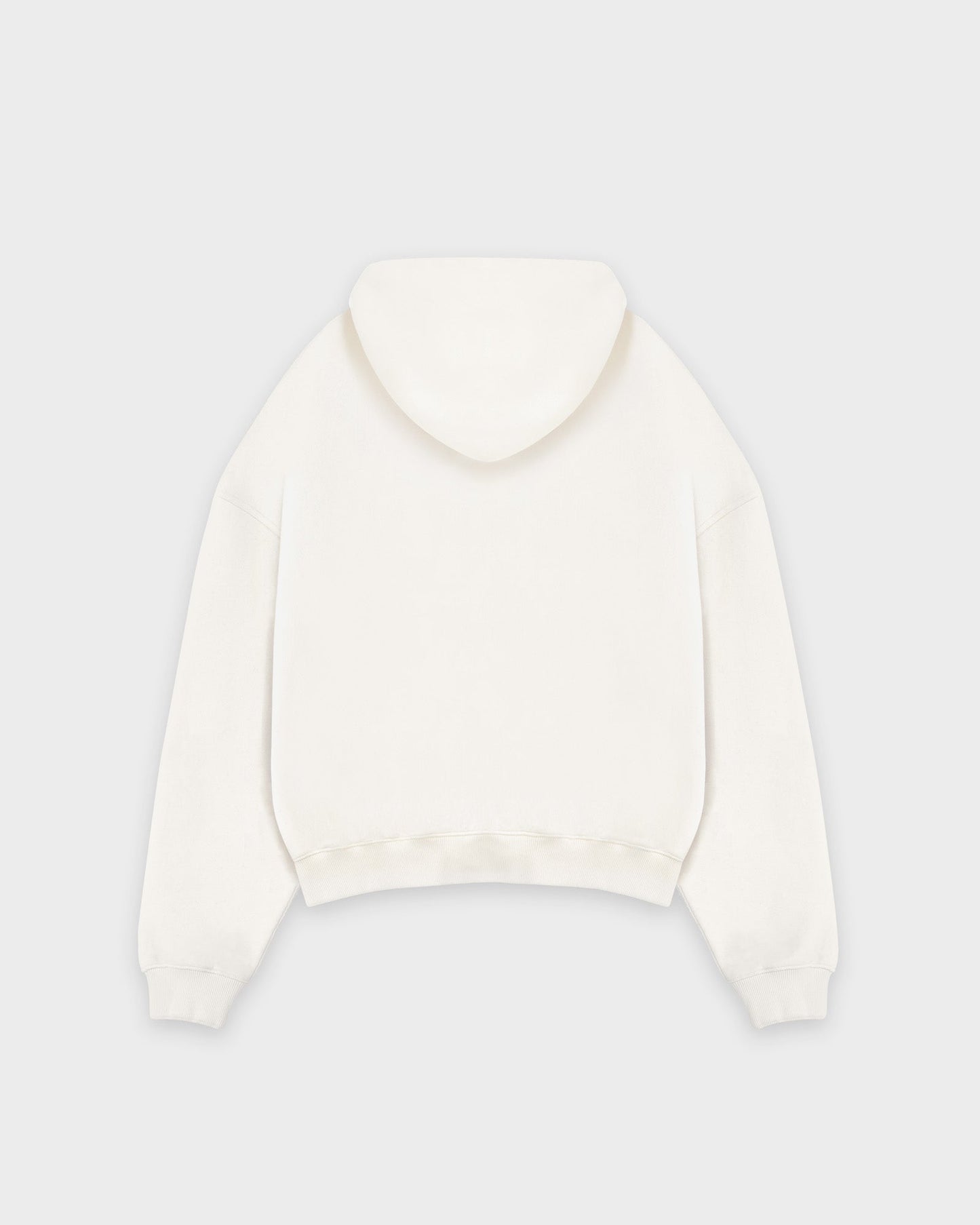 Heavy Cropped Off White Basic Hoodie