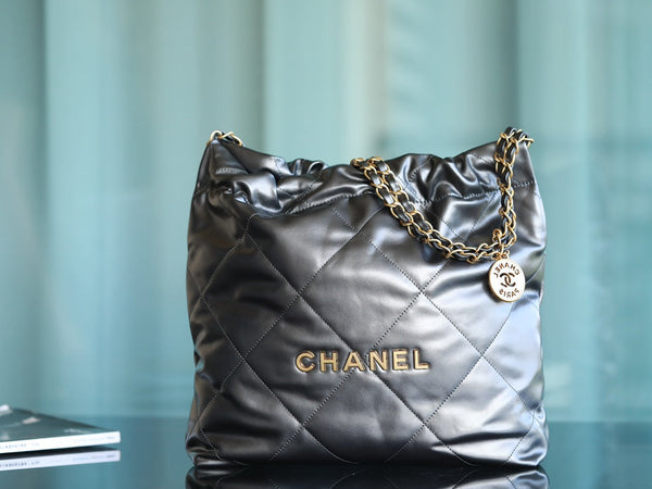 Handbag Shiny Calfskin & Gold-Tone Metal metal gray