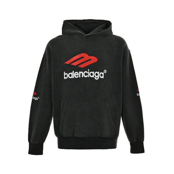 M logo embroidered hooded sweatshirt