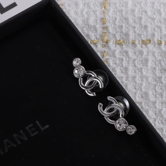New Double C Silver Earrings